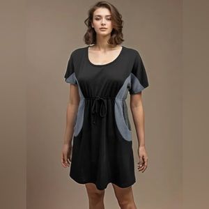 Delirious Los Angeles black gray short sleeve mini dress with pockets
